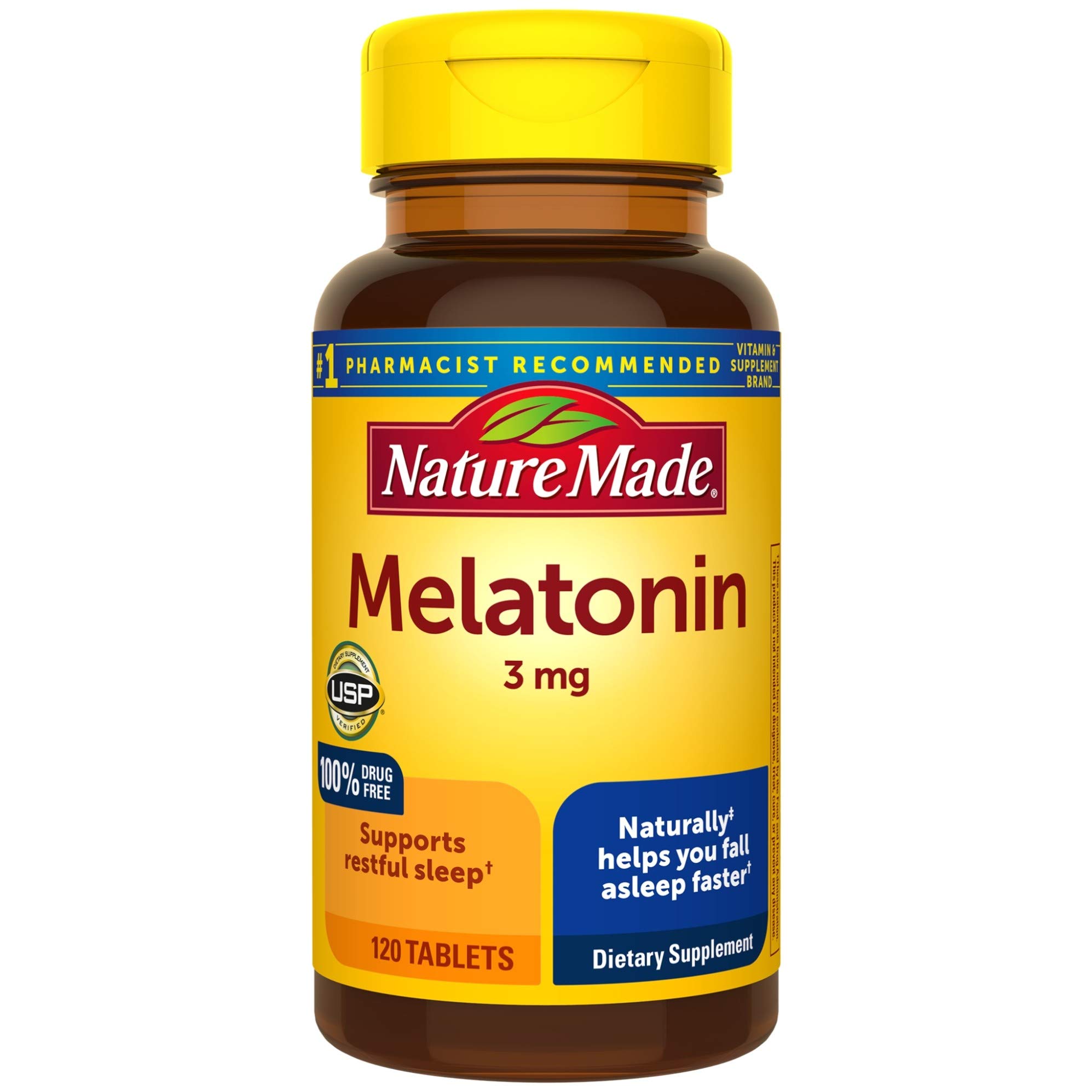 Nature Made Melatonin 3 mg Tablets, 120 Count for Supporting Restful Sleep