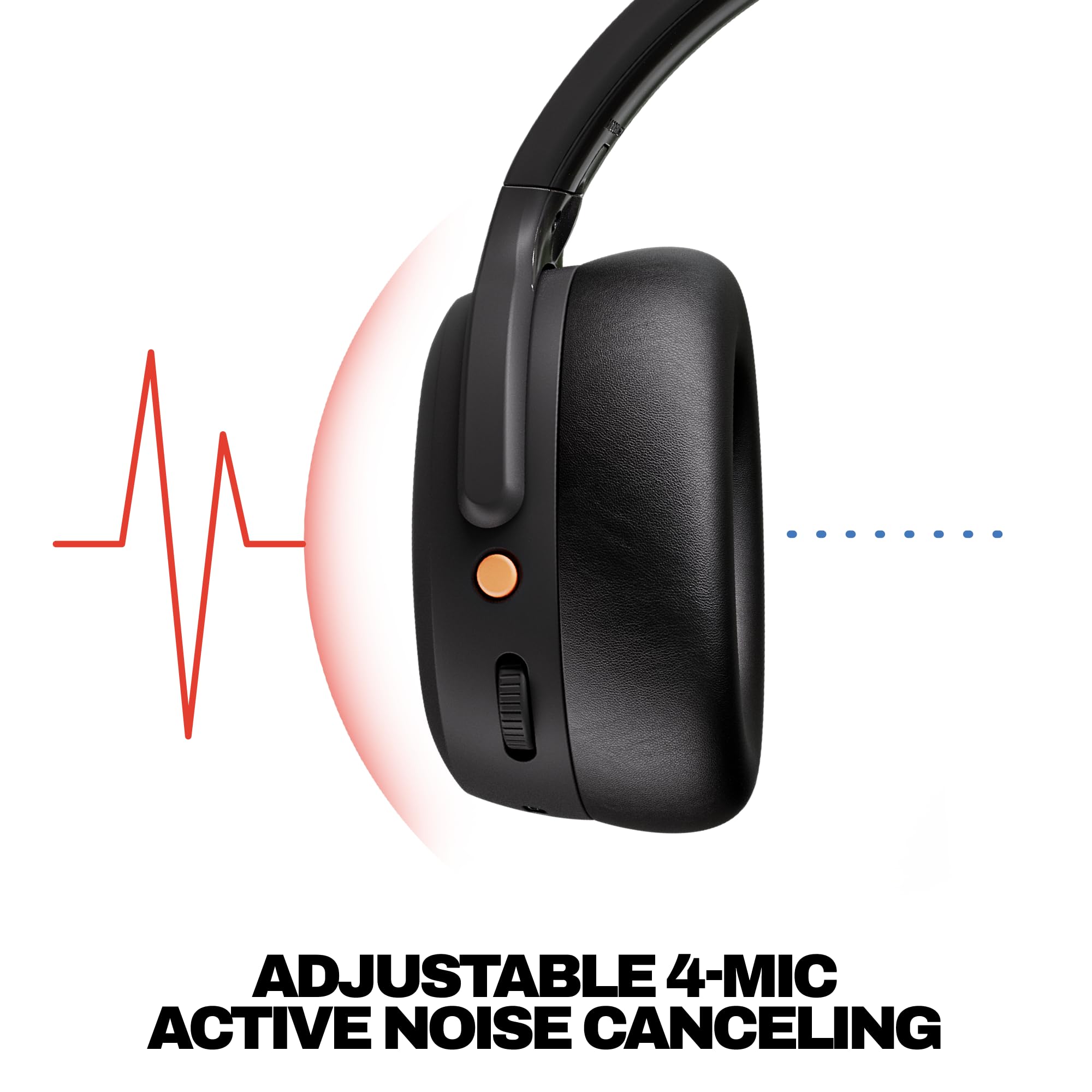 Skullcandy Crusher ANC 2 Wireless Over-Ear Bluetooth Headphones with Multi-Sensory Bass, Active Noise Cancelling, Up to 60 Hours Battery, Microphone for iPhone Android - True Black