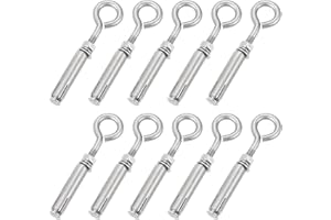 uxcell 10Pcs M6 304 Stainless Steel Expansion Eyebolt, Closed Hook Expansion Bolt Screw Concrete Eyebolt for Wall Ceiling Con