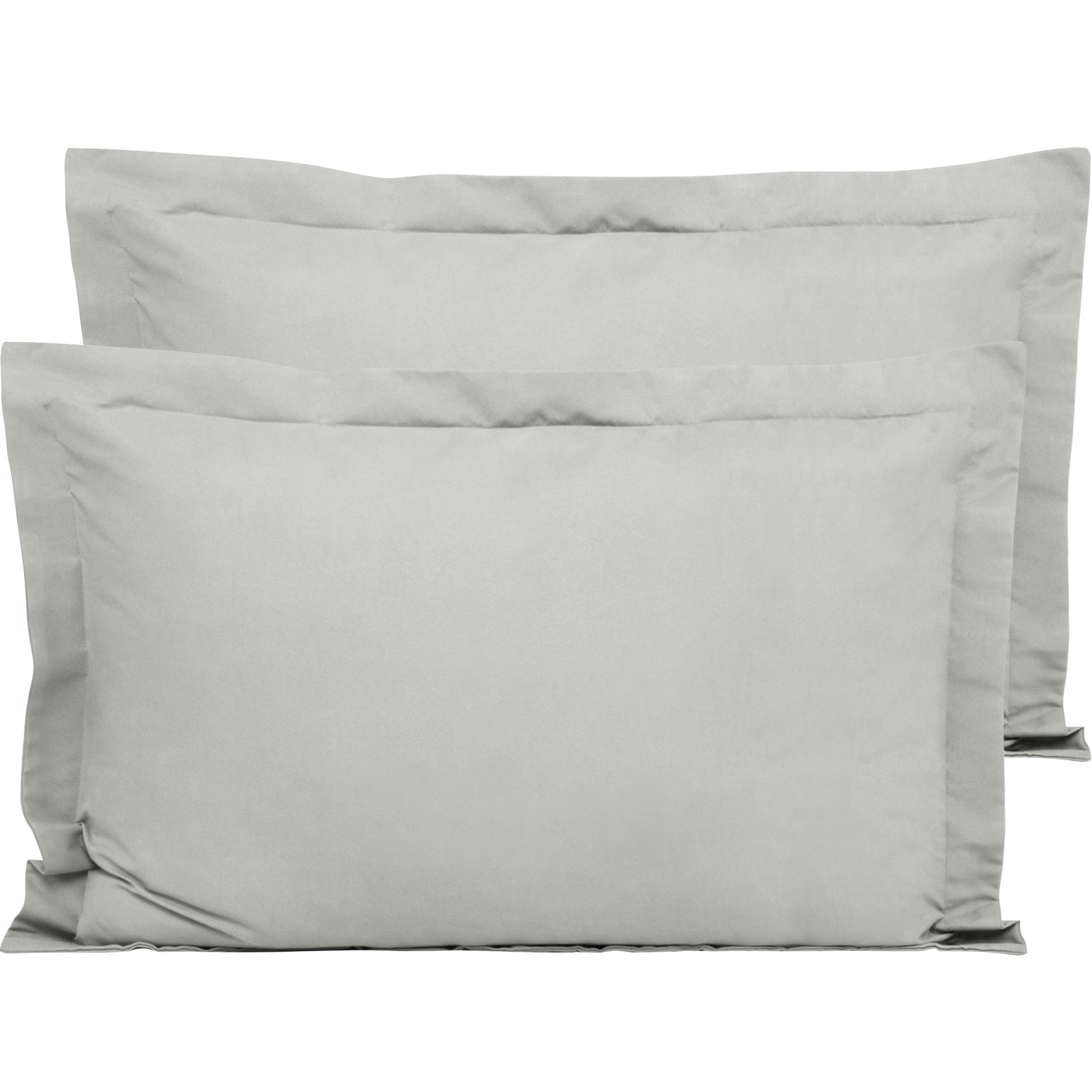 FLXXIE 2 Pack 100% Brushed Microfiber 1800 Oxford Pillowcases, Stain Fade and Wrinkle Resistant, Soft and Cozy King Oxford Pillow Cases | Hotel Quality Pillow Shams, Light Grey, 50x90 cm