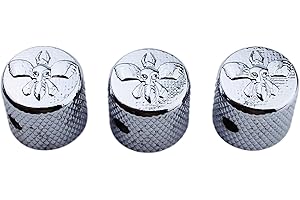 Guyker Guitar Bass Potentiometer Control Knobs with 6mm Dia. Shaft Pots - 3PCS Zinc alloy Speed Tone Volume Knob Replacement for Electric Guitar or Precision Bass, (No.4 Bee Top, chrome)