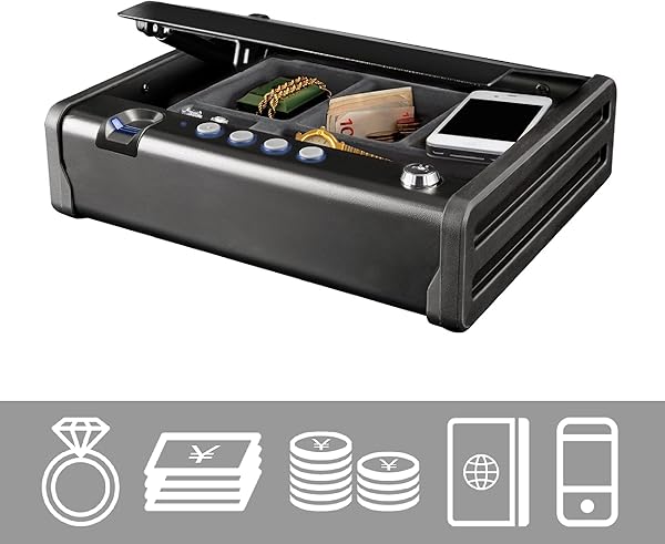 MASTER LOCK Biometrischer Tresor Fingerabdruckerkennung Kompakt MLD08EB Ideal fr Scheckbcher Geld Schmuck Ausweise Pistolentresor