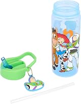 Disney Toy Story 500ml Water Bottle with Straw Blue Buzz Charm Woody Rex Jessie view 5