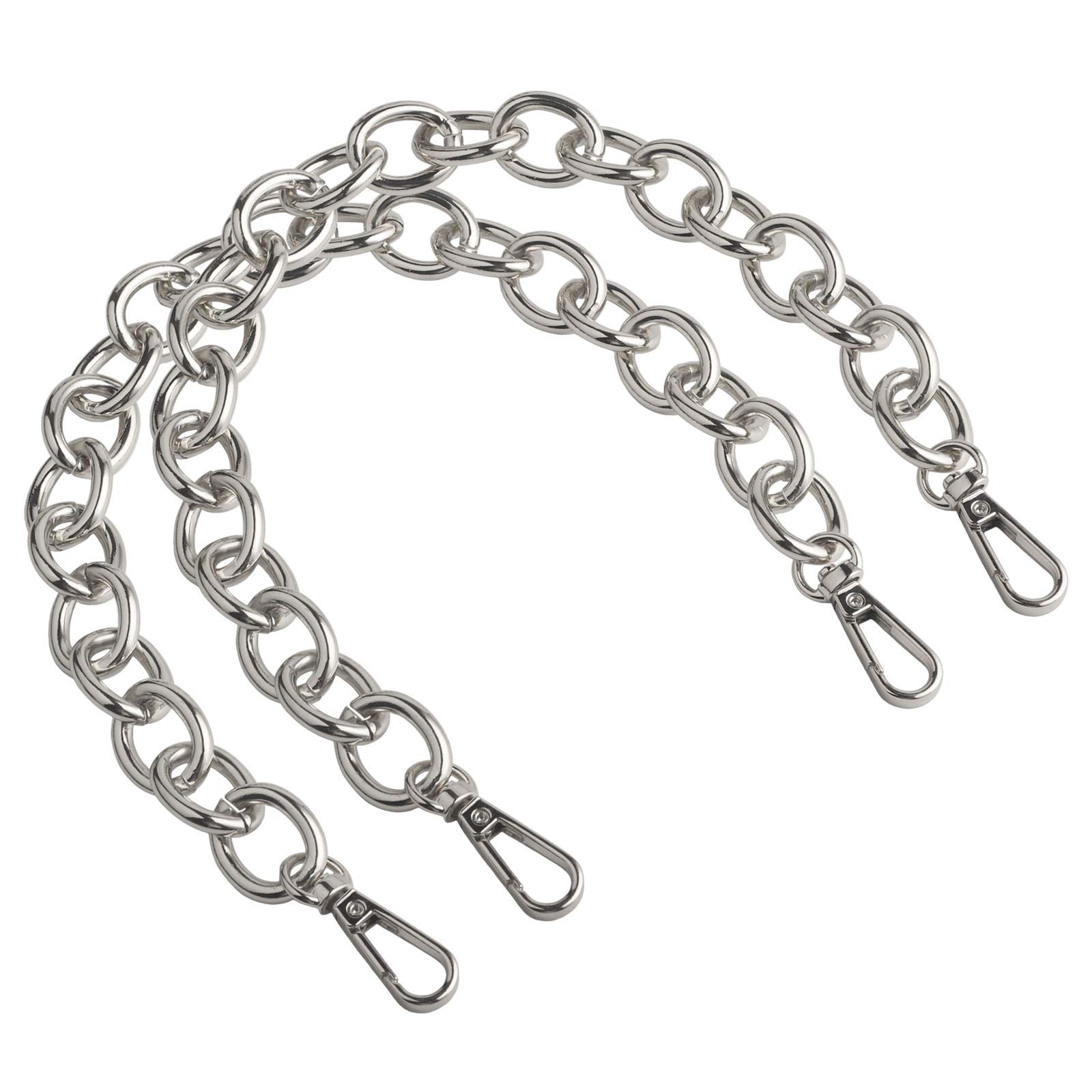 BEAULEGAN Purse Chain Handles Replacement for Handbag or Shoulder Bag 2 PCS, 40cm Long (Silver)