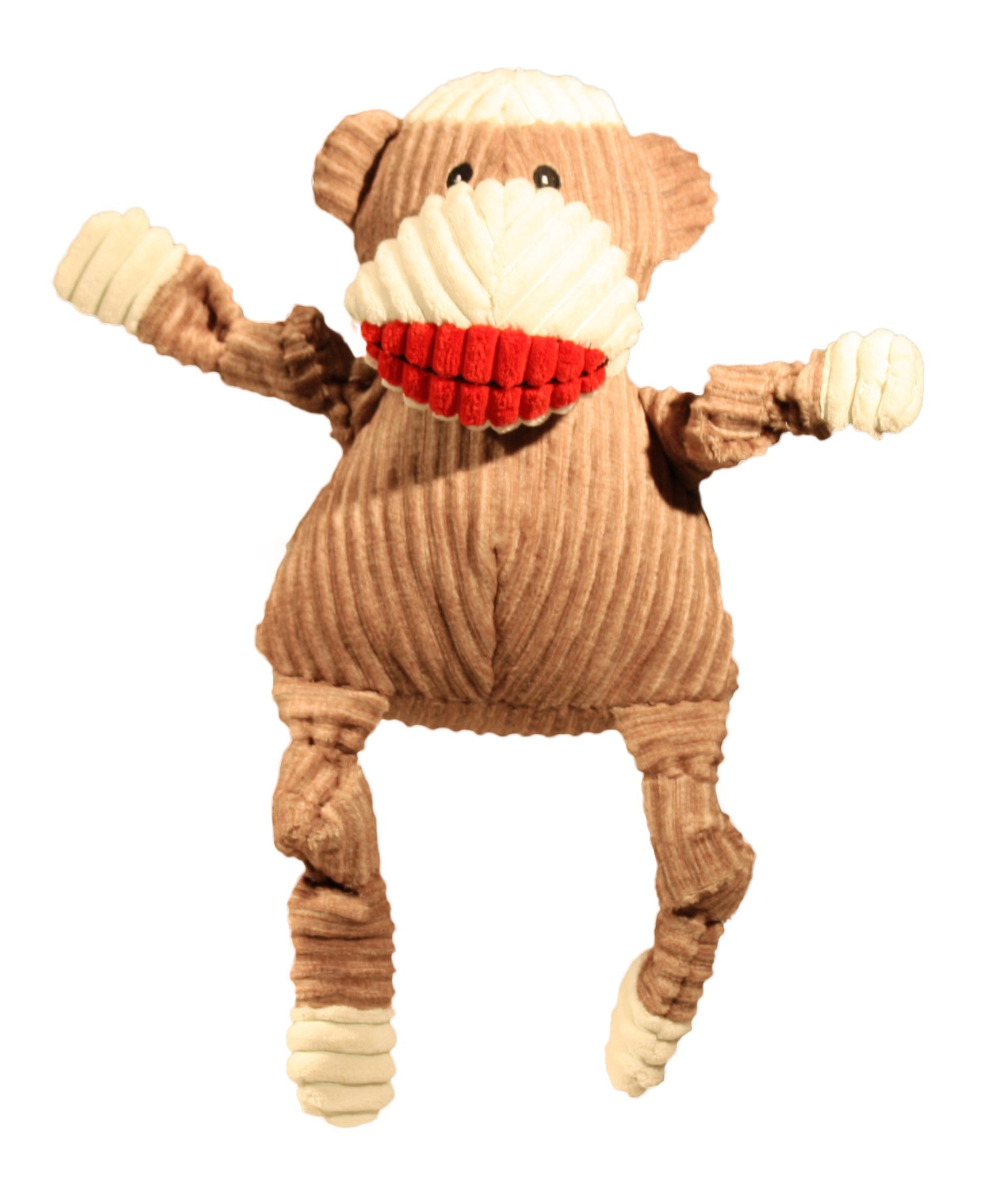 HuggleHounds 10523 Plush Corduroy Durable Sock Monkey Knottie Toy, Large