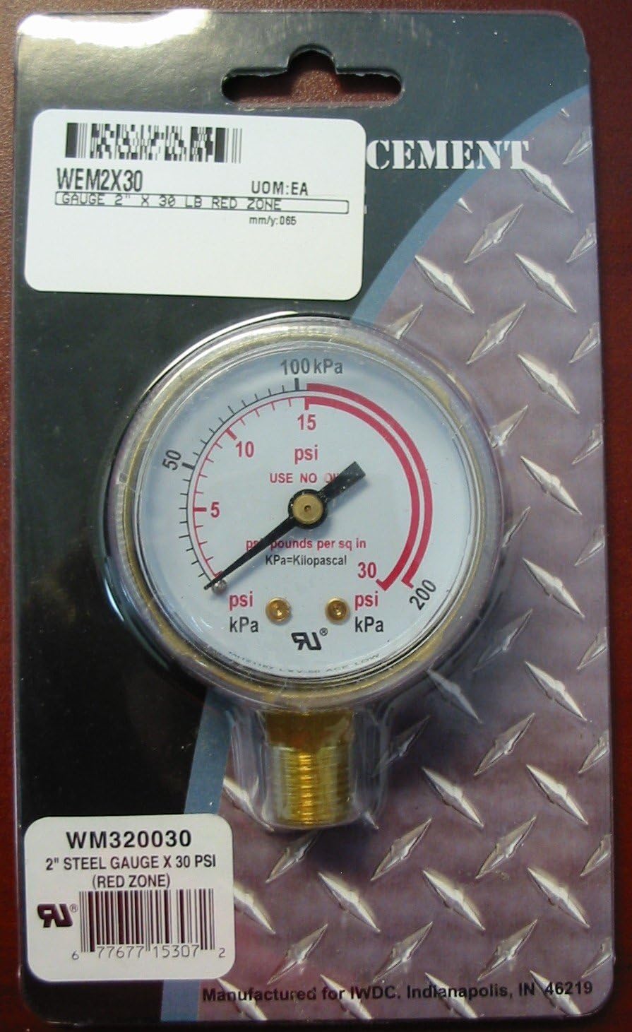 WELDMARK REPLACEMENT PRESSURE GAUGE - 30PSI - 2.0"
