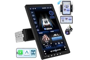 HAUDIO 10.1" Rotatable Touch Screen Car Stereo Single Din - Android 13, Wireless CarPlay/Android Auto, 4-Core CPU, 2GB+32GB, GPS Navigation, Hi-Fi Sound, Bluetooth 4.2, AHD Backup Camera (Vertical Fit)