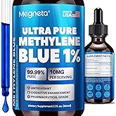 Methylene Blue Drops 1% USP, Pharmaceutical Grade Supplement for Brain & Cellular Health, No Formaldehyde, Made in USA, 2 Fl Oz
