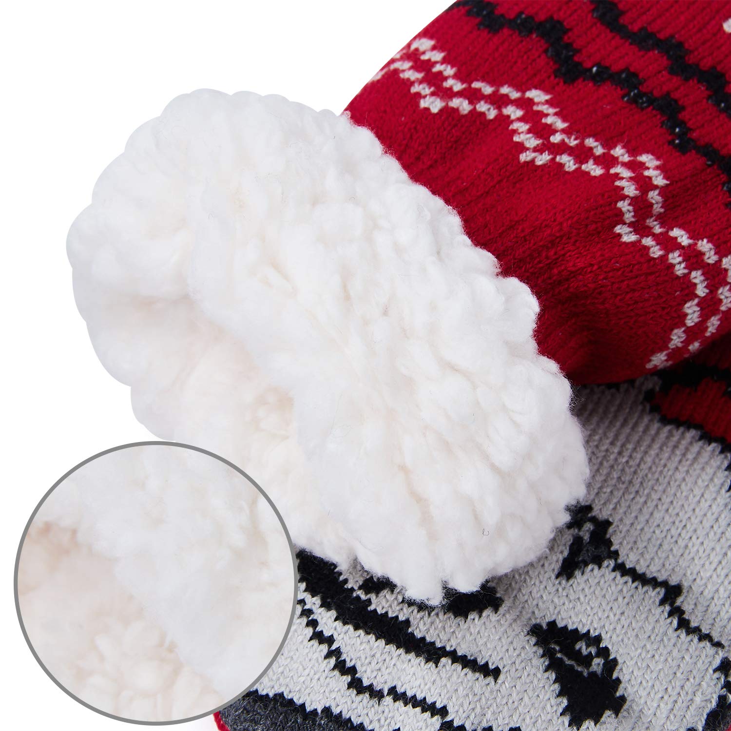 Uideazone Slipper Socks Fleece-Lined Cozy Thick Winter Knee Highs Stockings for Women Girls