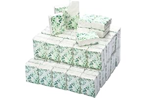Geyee 100 Pcs Travel Tissue Packs Bulk 1000 Sheet Small Personal Facial Tissues 3 Ply Pocket Tissues Cute Individual Facial Tissue Packs for Wedding Party Favors(Eucalyptus Leave)
