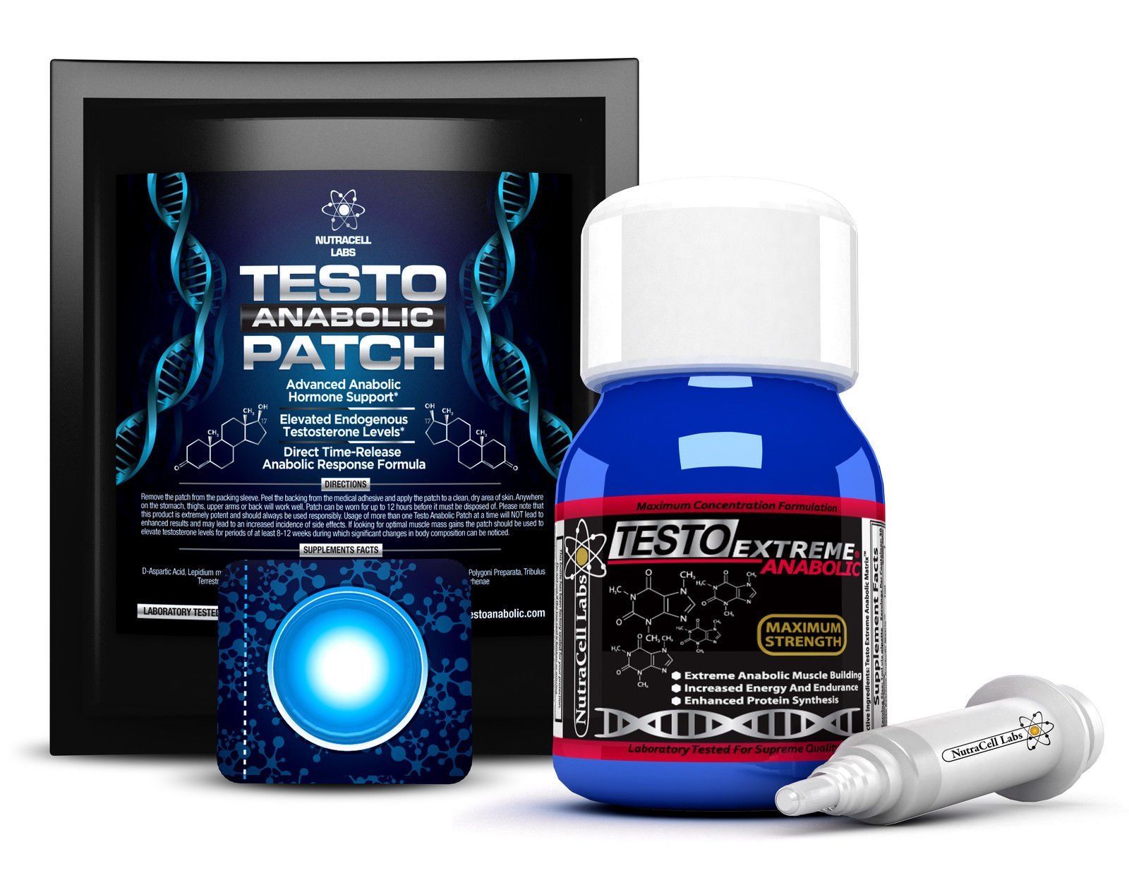Testo Extreme Anabolic + Testo Anabolic Patch : Testosterone, Muscle Growth & Strength Stack (1 Month Course)