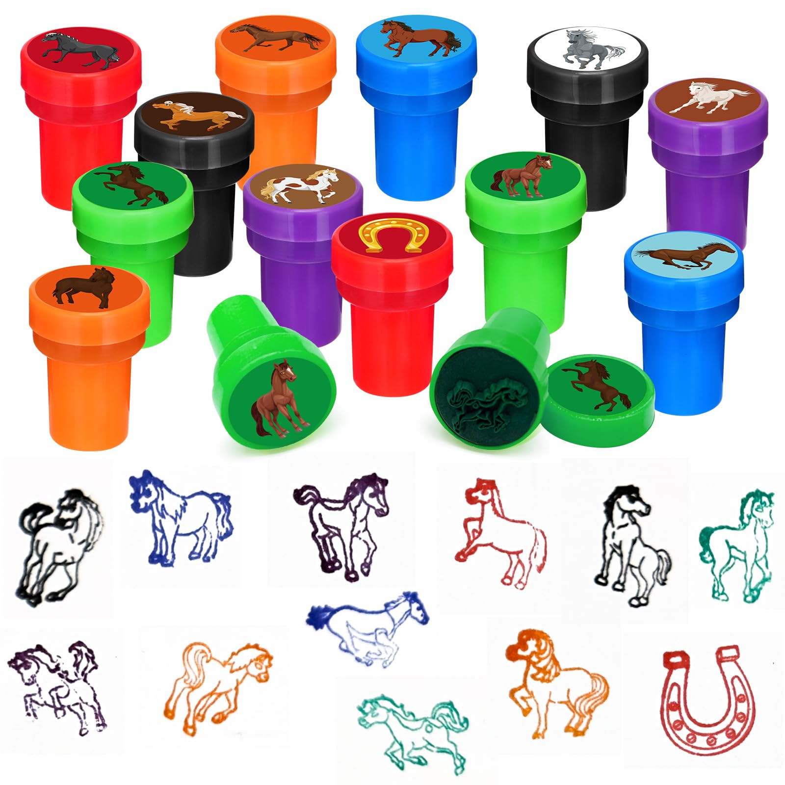 Photo 1 of Cinrobiye 24 Pcs Horse Party Favors Stampers for Boys Girls?Pre-Inked Western Pony Stamp Set for Birthday Party Supplies Cowboy Themed Goody Bag Fillers Classroom Rewards Pinata Prizes DIY Crafts