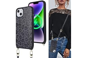 Cavor for iPhone 14 Plus Case Magsafe for Women,Crossbody Phone Cases for iPhone 14 Plus Case with Strap,iPhone 14 Plus Case Cute,Leopard Grain Full Body Shockproof Protective Case,Black