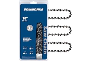 SawWorks 3-Pack 18 Inch Chainsaw Chain SW-H72, 325" Pitch - .050" Gauge - 72 Drive Links, Compatible with Husqvarna 440 445, Craftsman, Echo and More