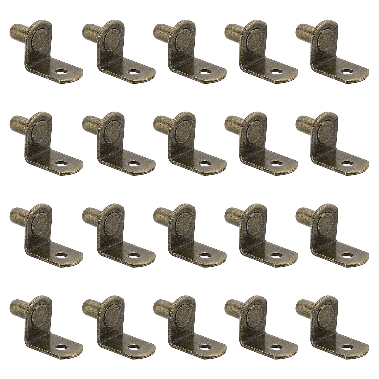 PATIKIL Shelf Pegs Pins 1/4 Inch, 20 Pack L-Shaped Shelf Pins Holders Cabinet Shelf Support Pegs for Shelves Bookcase Closet Furniture, Bronze Tone