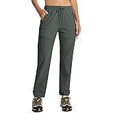 MoFiz Womens Cargo Hiking Pants Water Resistant Lightweight Quick Dry Travel Outdoor Work Trip Pants with Zipper Pockets