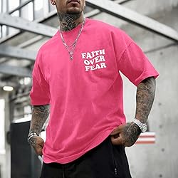 Kelxjia Christian Shirts for Men Faith Over Fear
