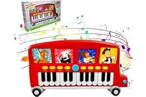 TOYMAKER La Granja De Zenon Baby Piano Toy Toddler Piano La Vaca Lola Musical Spanish Toys for Toddlers 1-3 Toy Piano 24 Keys Toddler Keyboard Presents for Christmas Birthday Boys and Girls