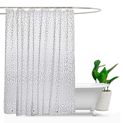 EurCross Extralange Duschvorhang 240cm Tropfen, Wasserdicht Mehltau resistent Duschvorhang Liner mit Magneten, 180x240cm, Cob