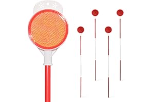 WEFAITH Reflective Driveway Markers - 50”High Visiblility Driveway Reflectors Double Sided with Red & White Extra Sturdy Stainless Steel Pole - Rustproof for Road,Property Line,Yard,Snow Plowing - 4 Pack