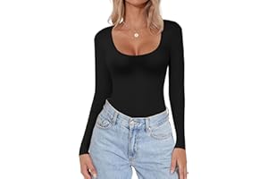 Ekouaer Women Long Sleeve Shirt Scoop Neck Tops Slim Fit Basic Top Thermal Undershirts Base Layer Tee