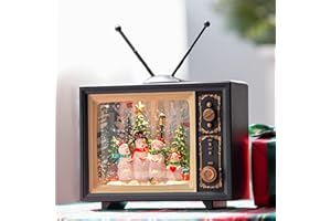 KIRSCHBLÜTE 10" Christmas Snow Globes Lantern, Sparkling Musical Snowman Choir Water TV, USB and Battery Powered Christmas Home Tabletop Decorations Gift