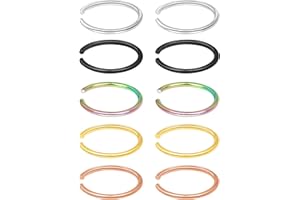 Velcare 1-16Pcs 16G 18G 20G 22G Nose Rings Hoops Nose Piercings Fake Nose Ring Fake Septum Nose Ring Fake Lip Rings Fake Septum Piercing Fake Nose Piercing Fake Nose Hoop Faux Nose Rings Clip On Nose Cuffs Nose Piercing Jewelry Nose Rings for Women Men Nose Hoops Cartilage Hoop Earring