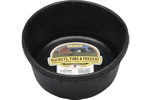 Miller Manufacturing Co Little Giant 2 Quart Rubber Feed Pan For Dogs, Rabbits and Small Livestock - Black