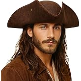 Nicky Bigs Novelties Pirate Hat For Women Men Colonial Three Cornered Tricorn Hat For Adult Buccaneer Cap Costume Accessories