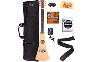 Martin Steel String Backpacker Travel Guitar Bundle with Gig Bag, Strap, Strings, Tuner, Picks, Austin Bazaar Instructional DVD, and Polishing Cloth