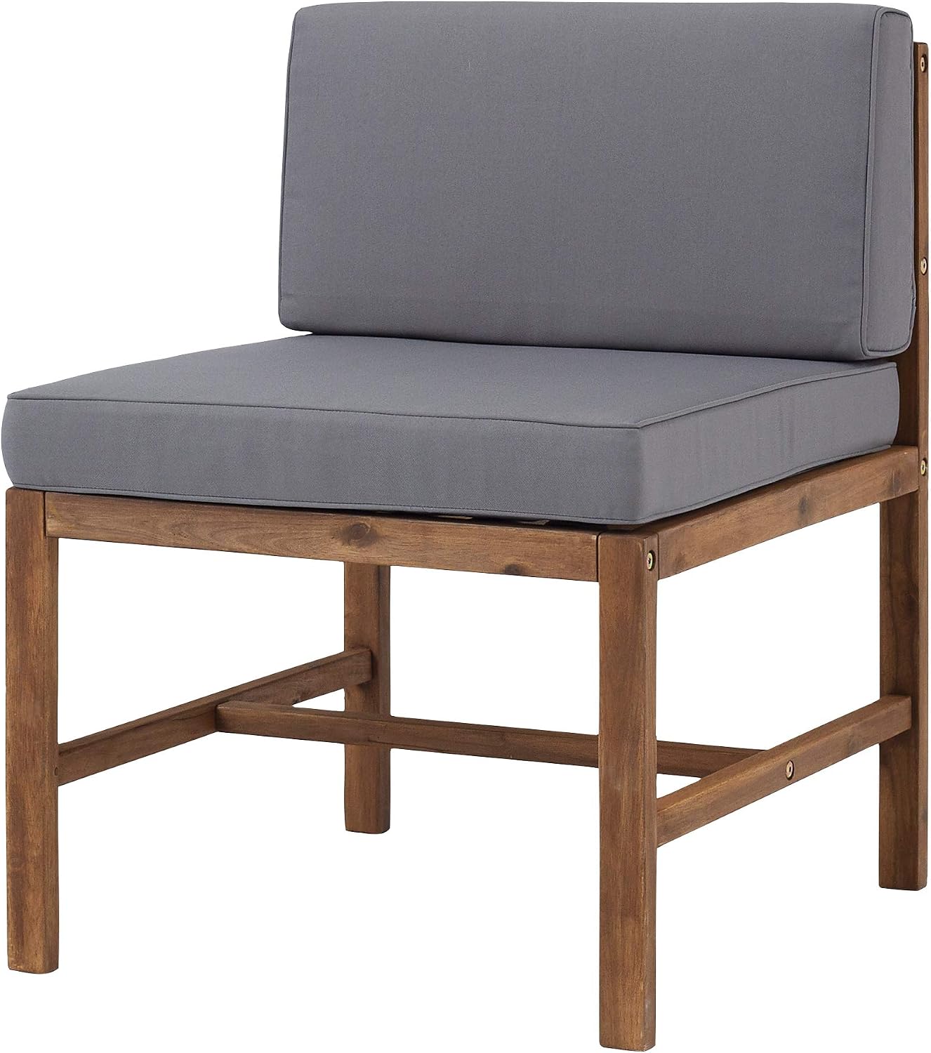 Amazon Com Walker Edison Azwsanchbr Modern Wood Outdoor Patio Ladder Back Chair With Washable Cushions All Weather Backyard Conversation Garden Poolside Balcony 24 Inch Brown Garden Outdoor