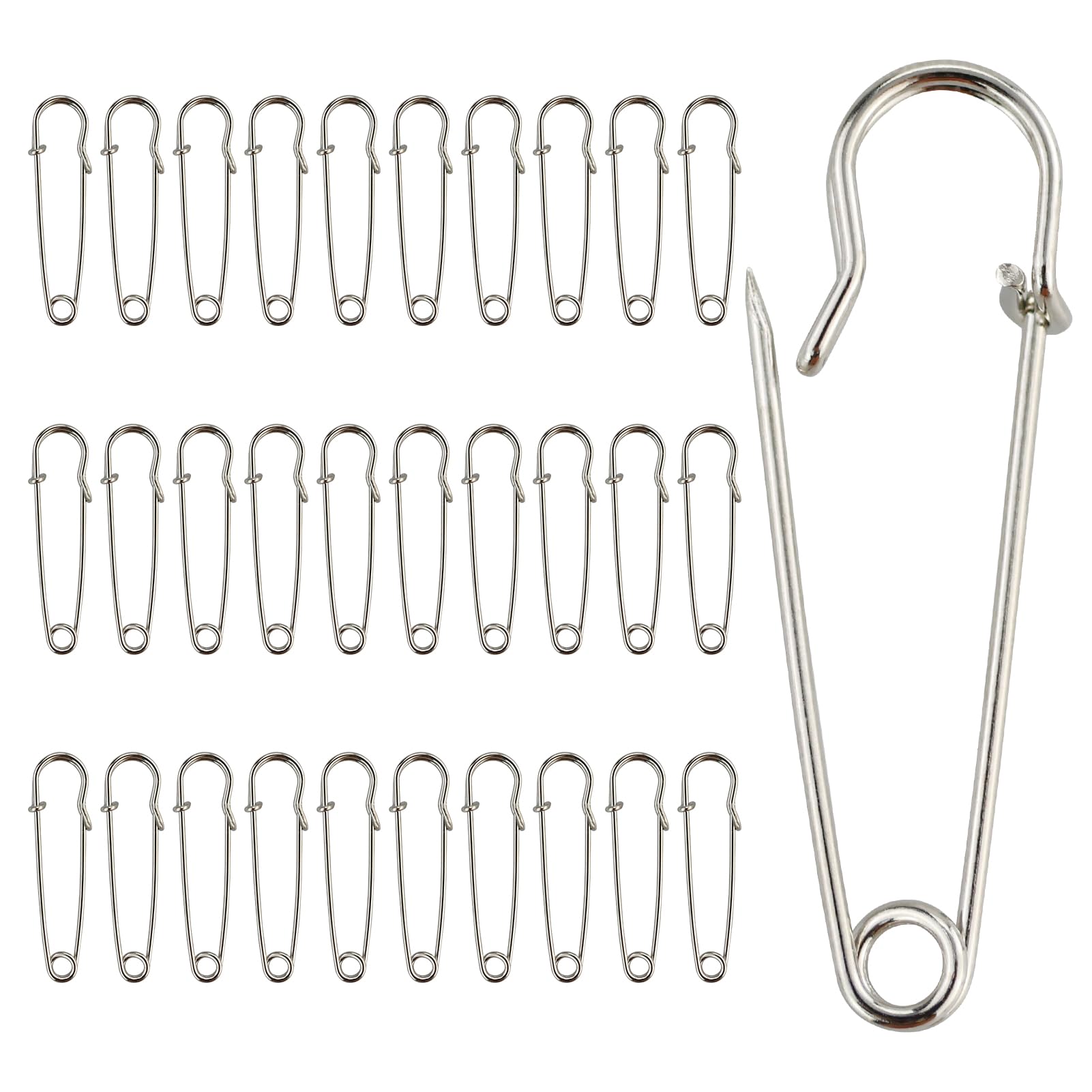 Large Safety Pins For Clothes 30pcs 2 Inch (50mm) Heavy Duty Nappy Pins Safety Lock For Jewelry Crafts Kilt Making Household Use，30 Pcs Mini Pins （28MM)