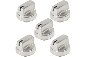 ZNTVW WB03X29354 Stainless Steel Top Surface Burner Knob Replacement for GE Range OEM, Geniune Stove Control D-Shaped Knob Parts, 5pcs