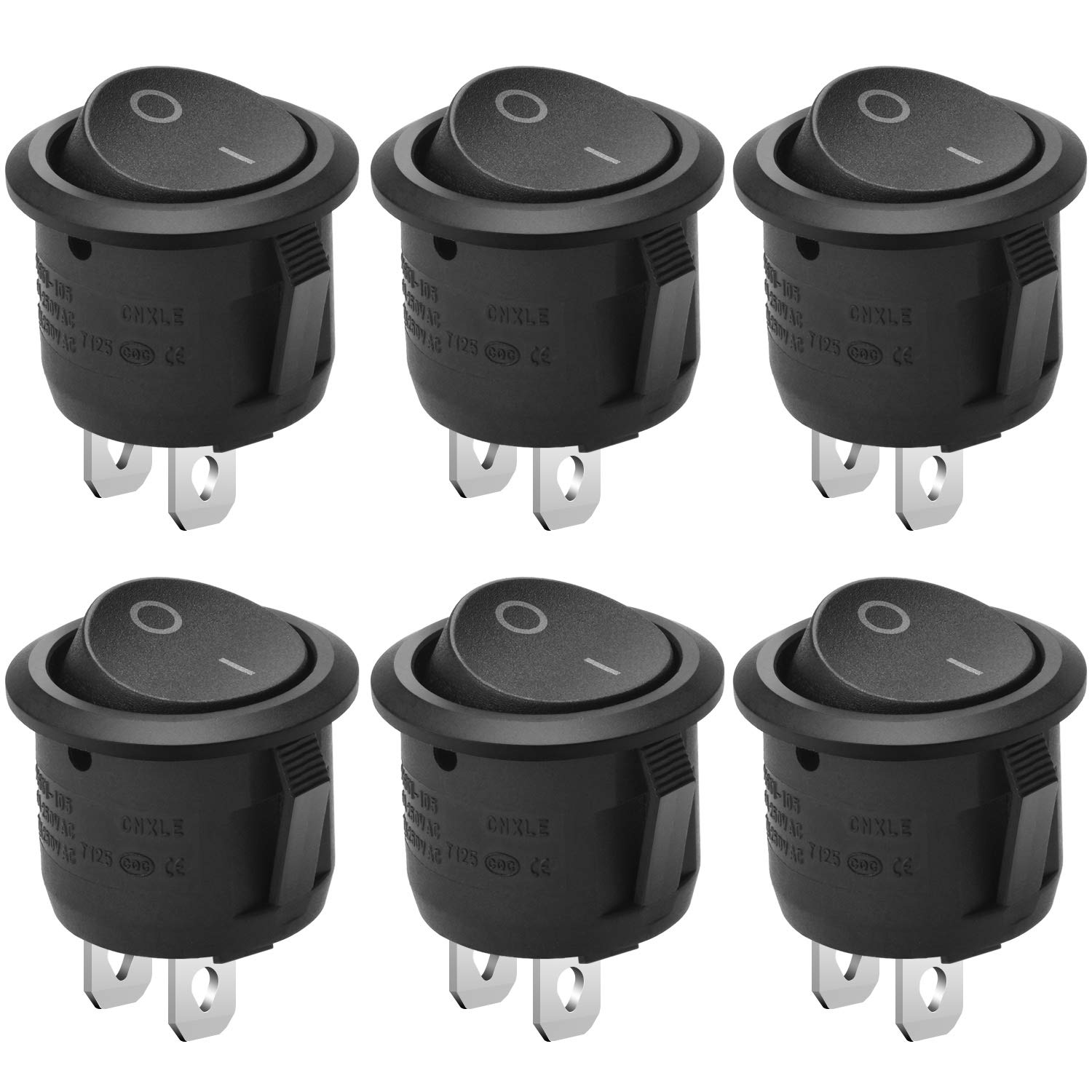 Rocker Switch 5A 250V/10A 125V DIY Waterproof Self-Locking On/Off 6 Pieces