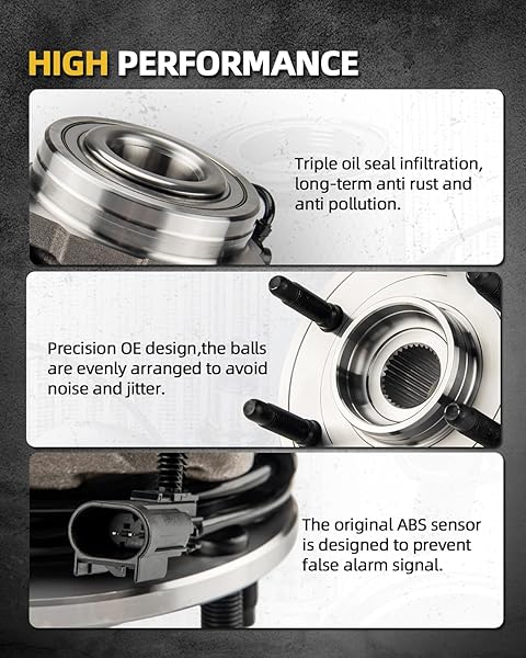 NHSMGT 2X 513196 FRONT WHEEL BEARING HUB COMPATIBLE WITH MERCURY GRAND MARQUIS 03-05, FOR LINCOLN TOWN CAR 2003-2005, FOR FORD CROWN VICTORIA 2003-2005, MARAUDER 2003-2004 WITH ABS 5-LUG
