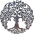 Tree of Life Metal Wall Art, Contemporary Iron Artwork Decor, Celtic Family Trees, 23 In. x 23 In. Round Modern Plaque, Handmade in Haiti,Fair Trade Certified, Signed By Wilson Etienne