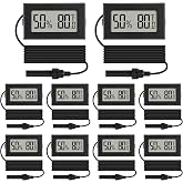 10Pcs Mini Digital Thermometer Hygrometer Gauge Indoor with Probe Sensor LCD Display Meter Temperature Humidity Fahrenheit or Celsius Meter for Incubator Plant Tank Garden -℉