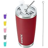 BJPKPK 20 oz Insulated Tumbler With Lid And Straw Stainless Steel Coffee Mug Tumblers Cups,Red