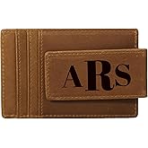 Personalized Leather Magnetic Money Clip Wallet Custom Engraved Slim Front Pocket Card Holder for Men RFID Blocking Minimalist Gift for Him Father's Day Groomsmen