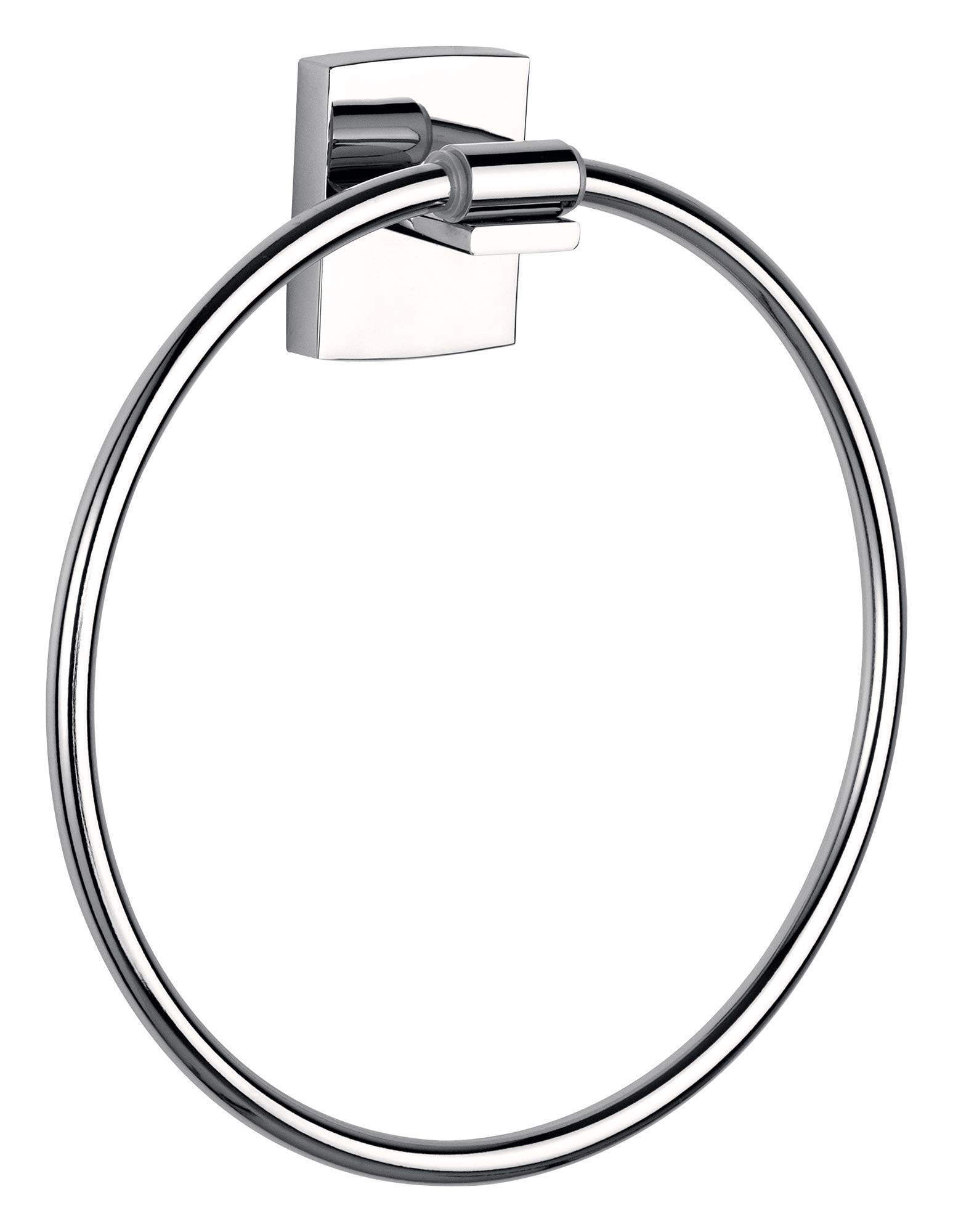 tesa KLAAM Hand Towel Ring - No Drill Oval Bath Towel Ring Made of Chrome-Plated Metal, Stainless - Waterproof - Includes Removable Adhesive Solution