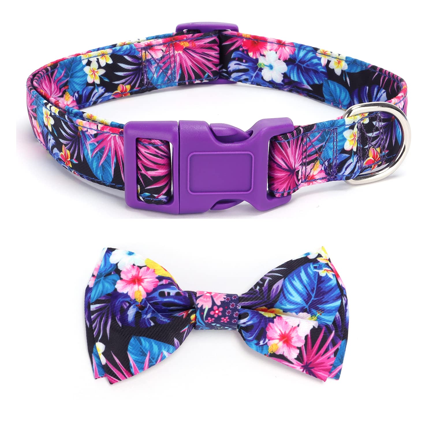 haoyueer Soft Comfy Bowtie Dog Collar,Detachable and Adjustable Bow Tie Collar,for Girl Female Small Medium Large Dogs (S, Purple)