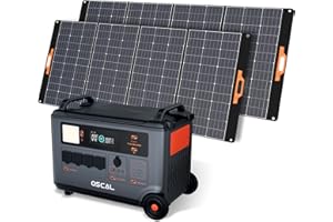 OSCAL PowerMax 6000 Portable Power Station 6000W with 2x400W Solar Panel, 3600Wh LiFeP04 Solar Generator with 1.4H Full Charge, 5ms UPS, DC/AC Bi-Directional Inverterfor Home Use, Outdoor Camping