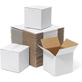 Mefleet 4x4x4" Shipping Boxes 50 Pack Small Corrugated Cardboard Box White | 3 Layers, Bulk quantity, Packaging for Small Business, Mailer Mailing Packing Supplies