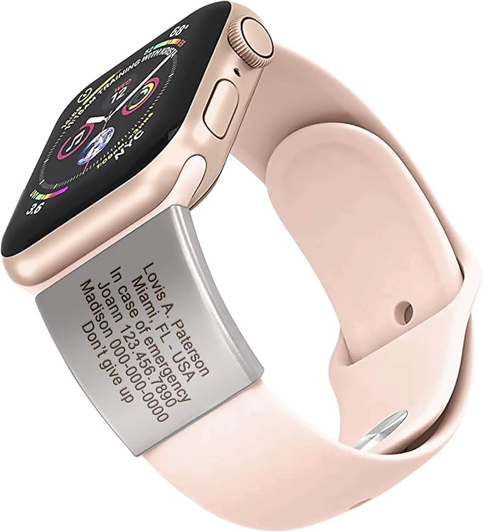 Alert ID Tag for watch band, laser engraved apple watch