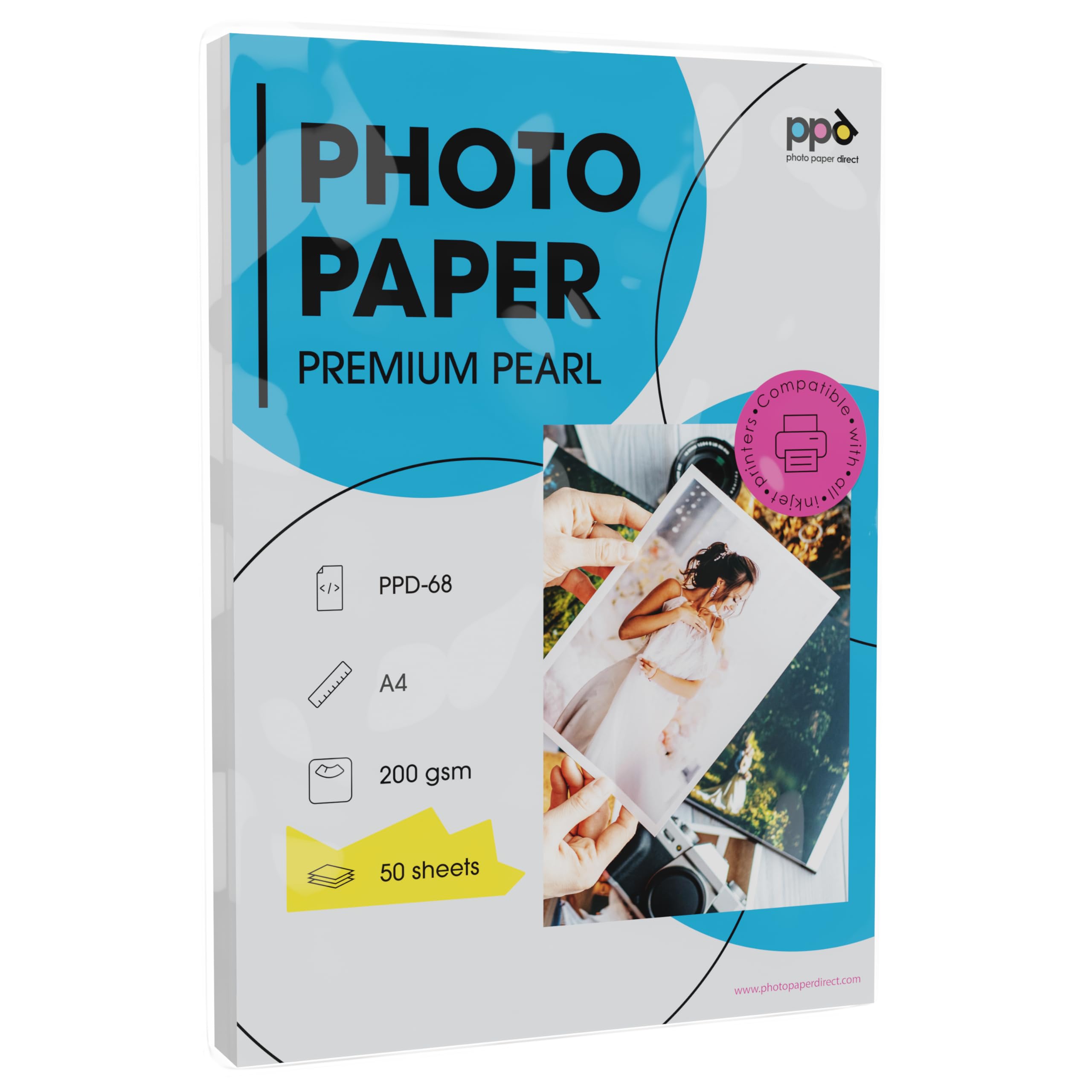 PPD 50 Sheets A4 Inkjet Premium Satin (Lustre) Photo Paper 200gsm Professional Grade PPD-68-50