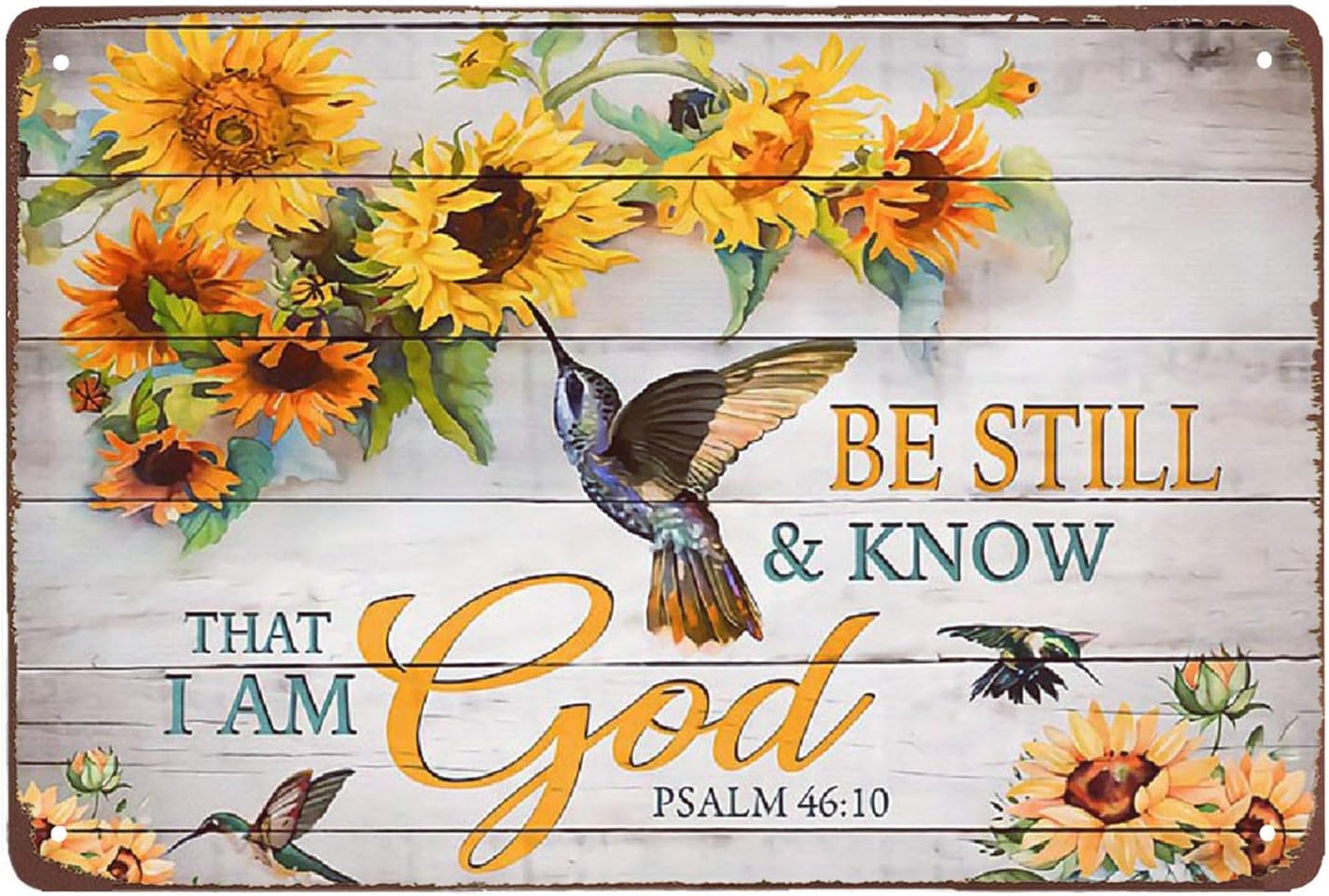 Super durable Metal Sign Sunflower and Hummingbirds tin Sign Vintage Wall Decoration Home Garden Kitchen Art Sign 12 x 8 inch