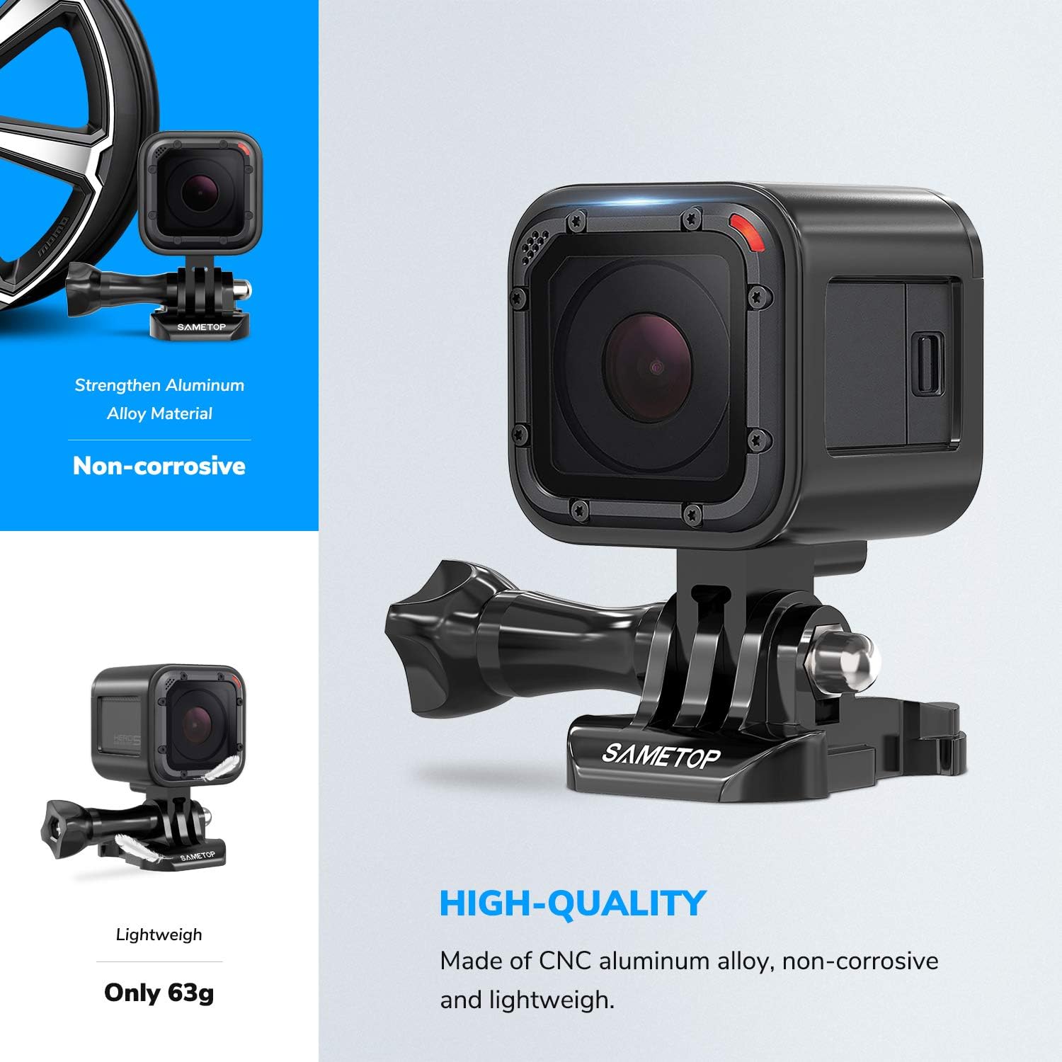 Sametop Case Frame Aluminum Alloy Housing Compatible with GoPro Hero 5 4 Session Cameras, Black - Image 4