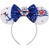 ETLUK Cruise Mouse Ears Headband, Nautical Ears Sequin Bow Headbands for Adult Women Girls, Parks Ears for Cosplay Accessories Party Decorations