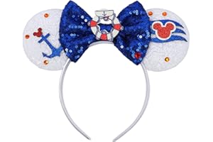 ETLUK Cruise Mouse Ears Headband, Nautical Ears Sequin Bow Headbands for Adult Women Girls, Parks Ears for Cosplay Accessories Party Decorations