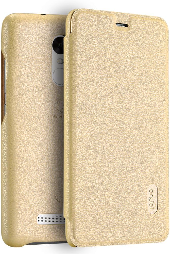 Xiaomi Redmi Note 3 Pro Special Edition Case, Lenuo Protective Shell Premium PU Leather Wallet Case Flip Cover with Card Holder for Xiaomi Redmi Note 3 Pro Prime SE 152 mm - Gold